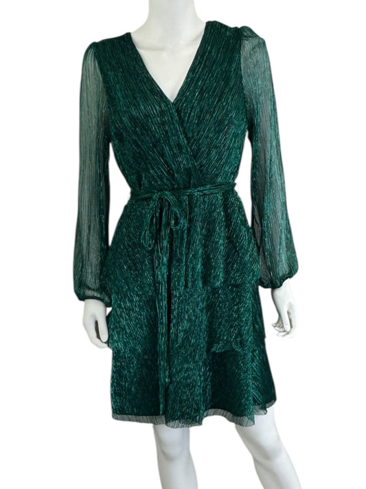 Nicole Miller NEW YORK Green Metallic Cocktail Dress Size L