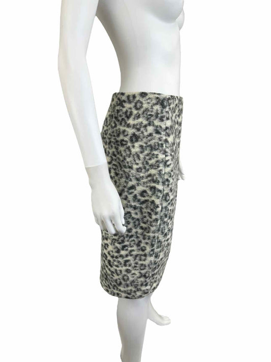 Ann Taylor Gray Cheetah Print Wool Blend Pencil Skirt Size 8