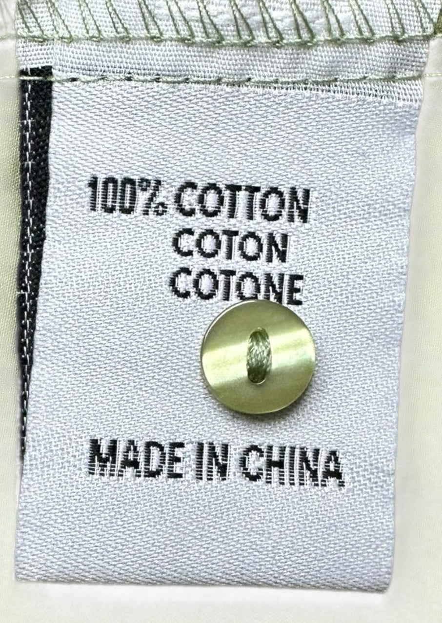 Custom Green Graphic Embellished Button-Down Shirt Size S