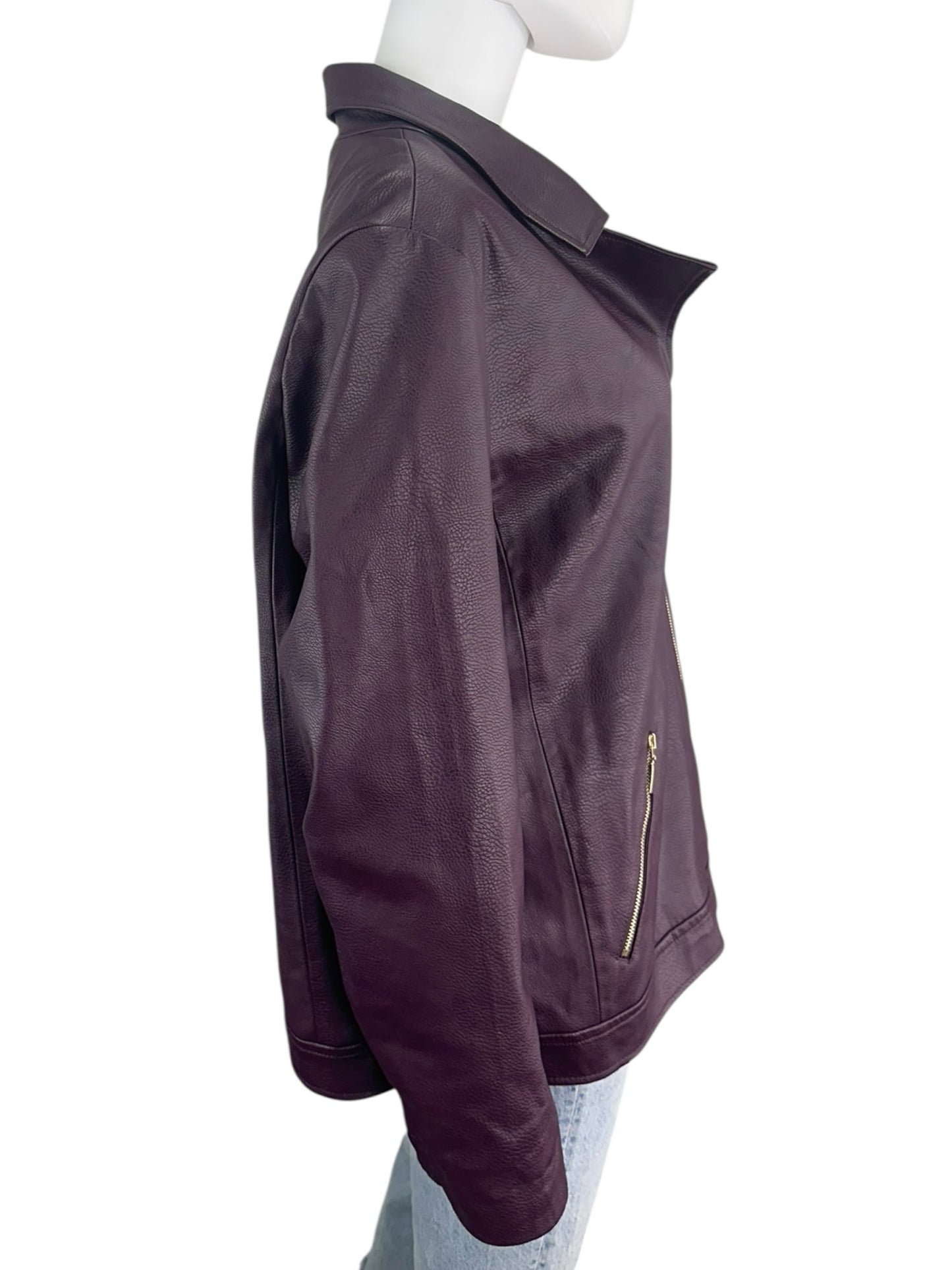 Chico's Purple Vegan Leather Jacket Size XL
