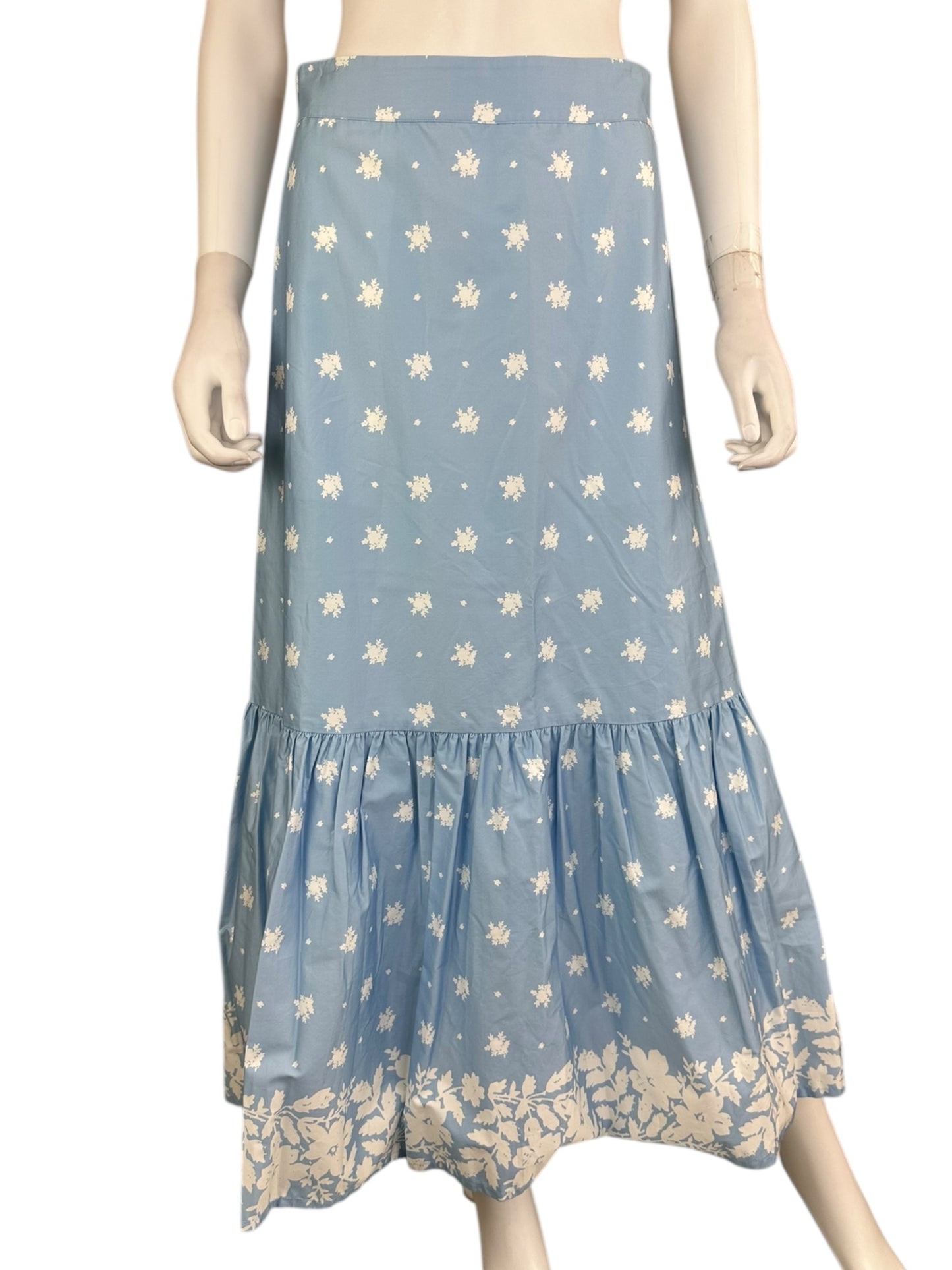 MASON'S DAUGHTER 100% Cotton Blue Polka Dot Maxi Skirt Size S