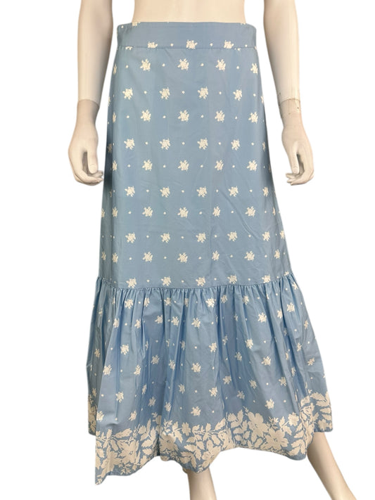 MASON'S DAUGHTER 100% Cotton Blue Polka Dot Maxi Skirt Size S