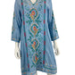 Johnny Was Blue 100% Cotton Embroidered Dress Size S