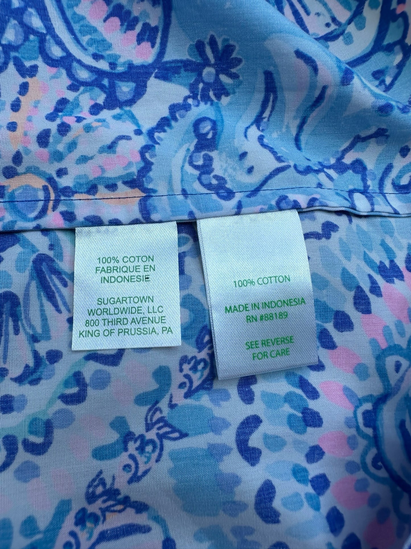 Lilly Pulitzer Paisley Print Blouse Size XL