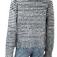 MILLY Tweed Fringe Trim Sweater Cardigan Jacket Size L