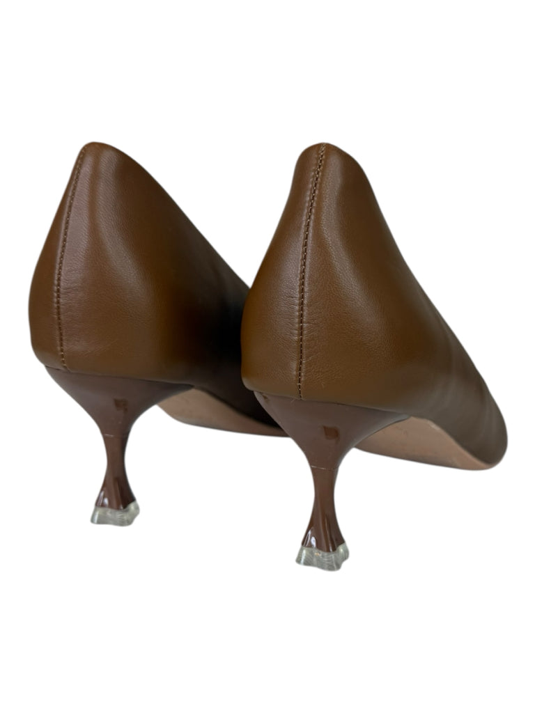 C.Paravano NWT Brown Crystal Buckle Kitten Heel Pumps Size 41