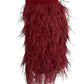 GIANNI BINI Dark Red Feather Mini Skirt Size S