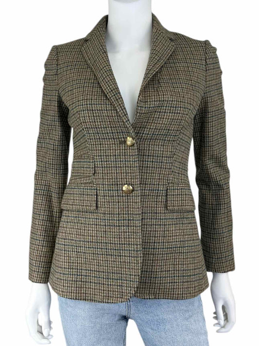 Vintage Brown Plaid Wool Blend Blazer Size 00