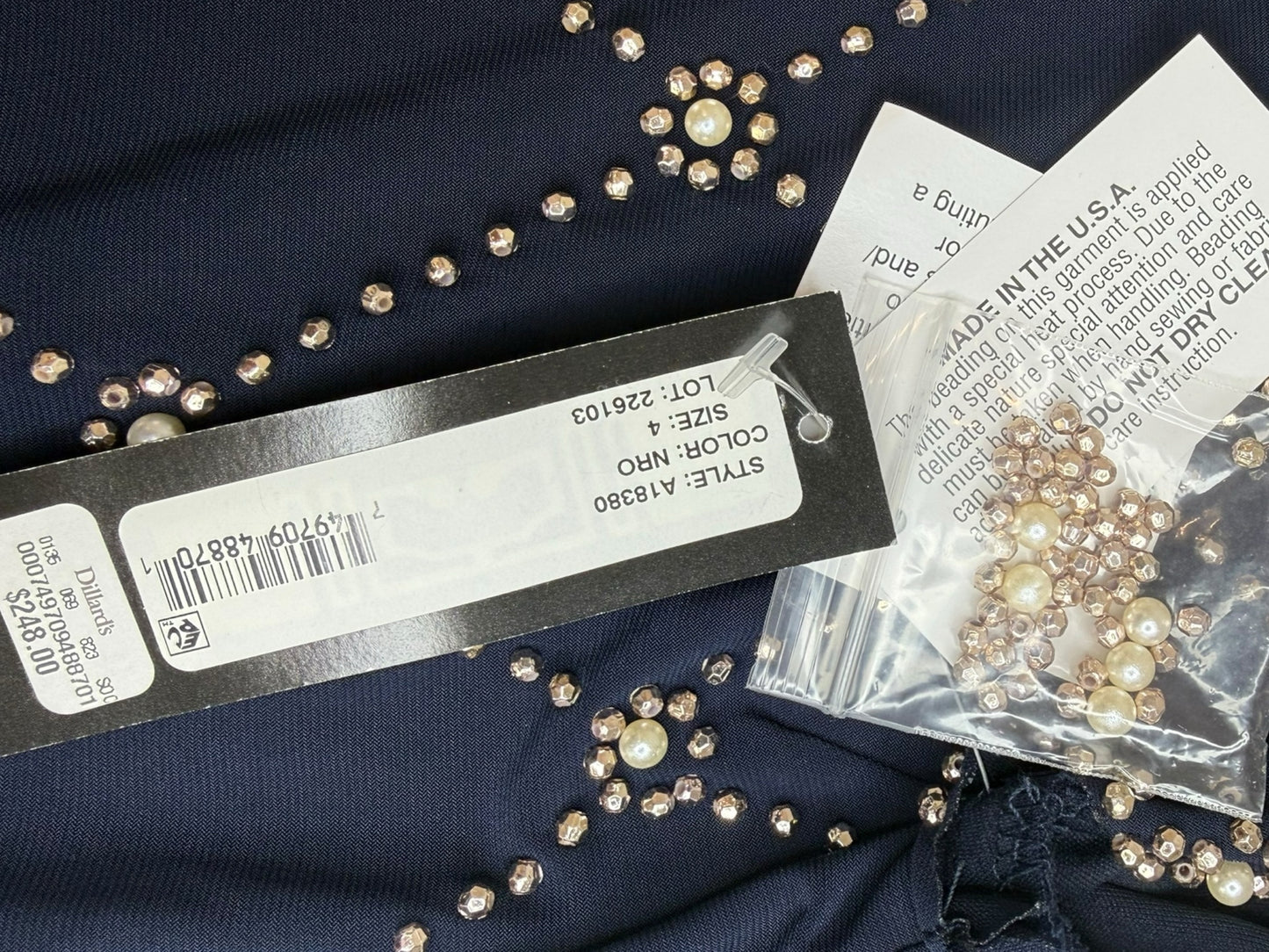 Betsy & Adam NWT Navy Cocktail Sheath Dress Size 4