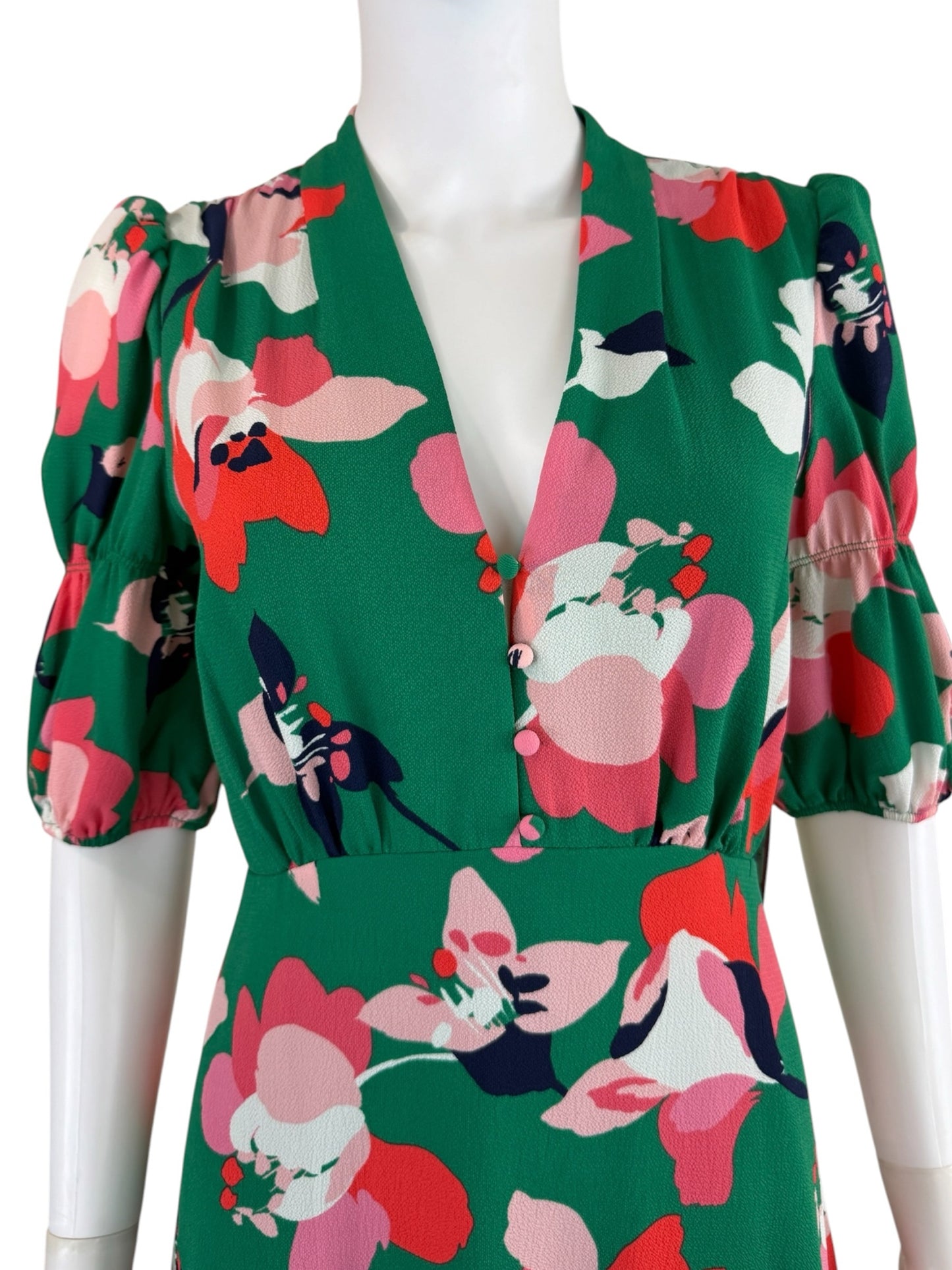 VINCE CAMUTO NWT Green Floral Pebble Crepe Mini Dress Size 6
