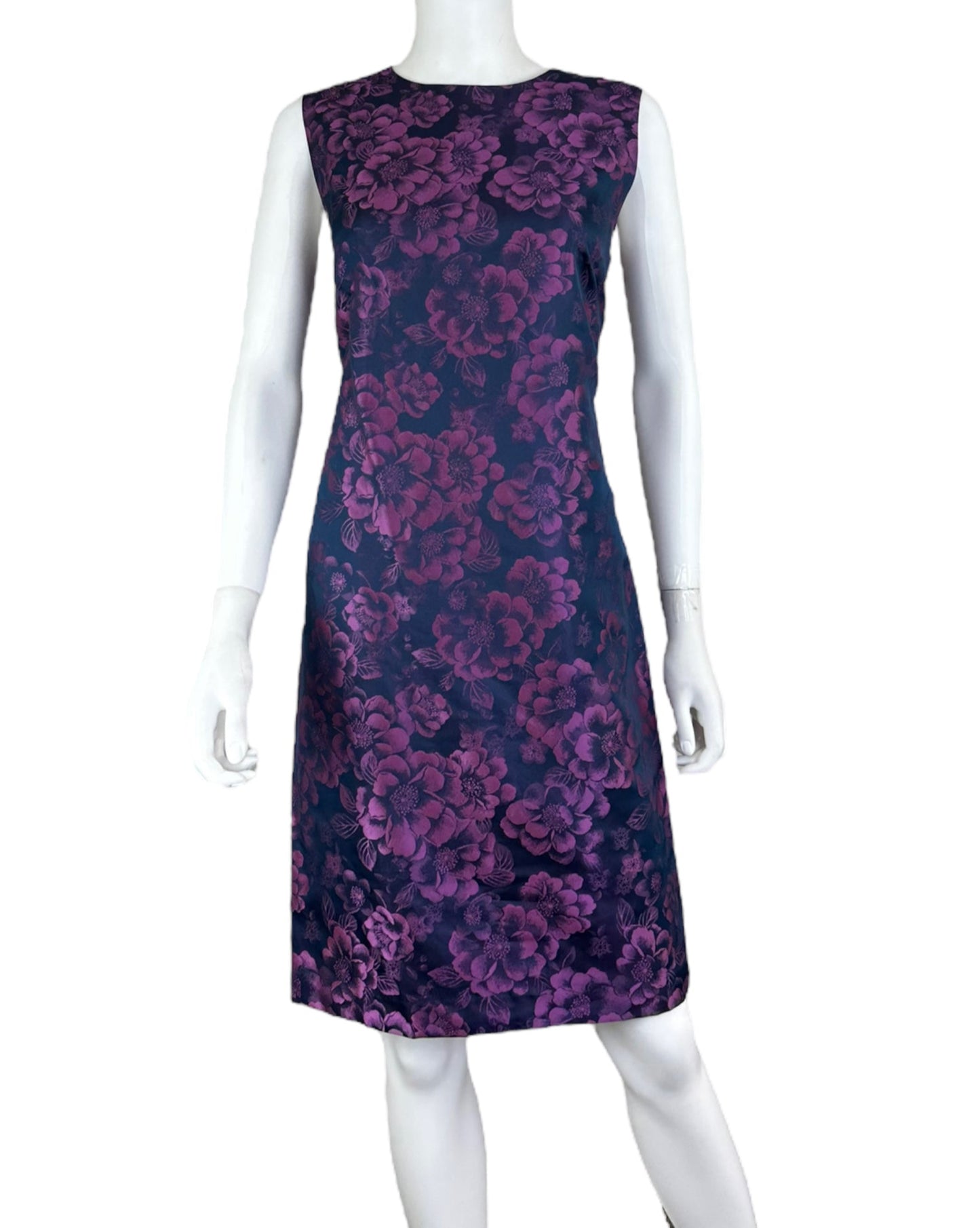 J. Peterman Navy Floral Brocade Cocktail Dress Size 10