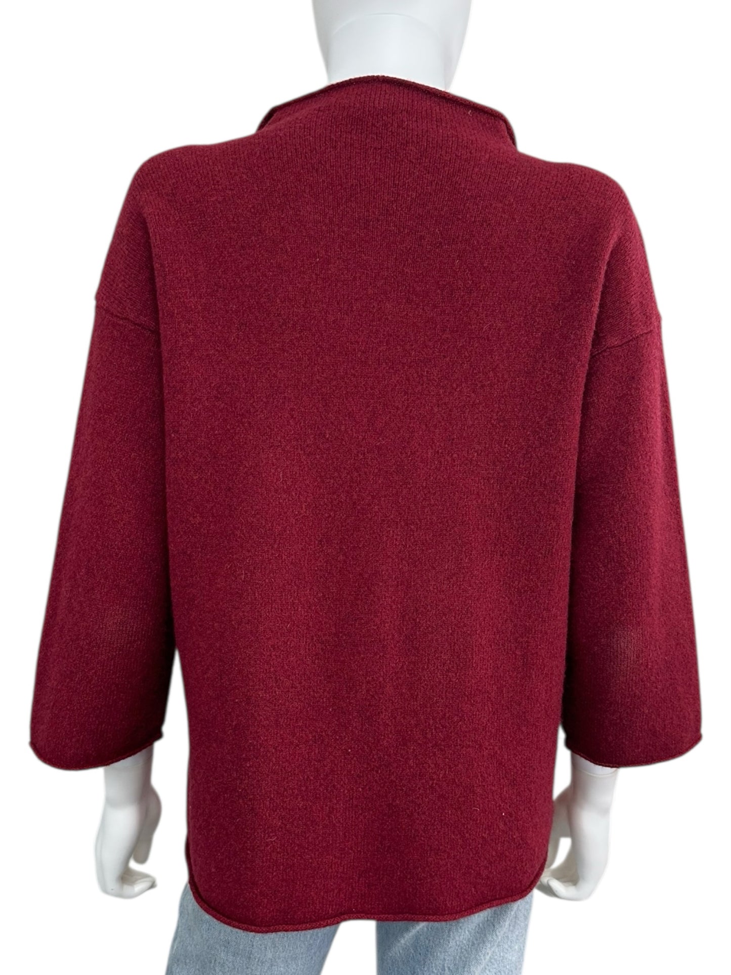 EILEEN FISHER Dark Red Cardigan Size S
