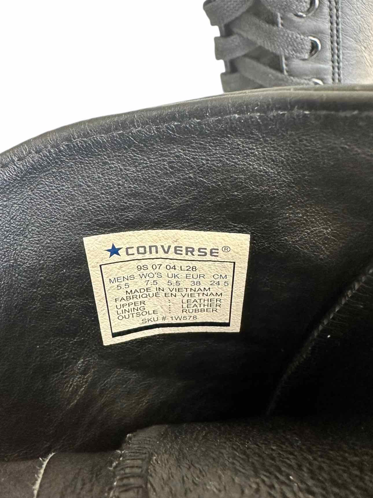 CONVERSE Black Leather Combat Boots Size 7.5