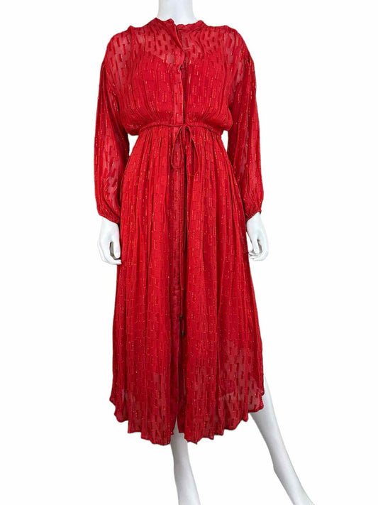 anthropologie Red Midi Cocktail Dress Size XS