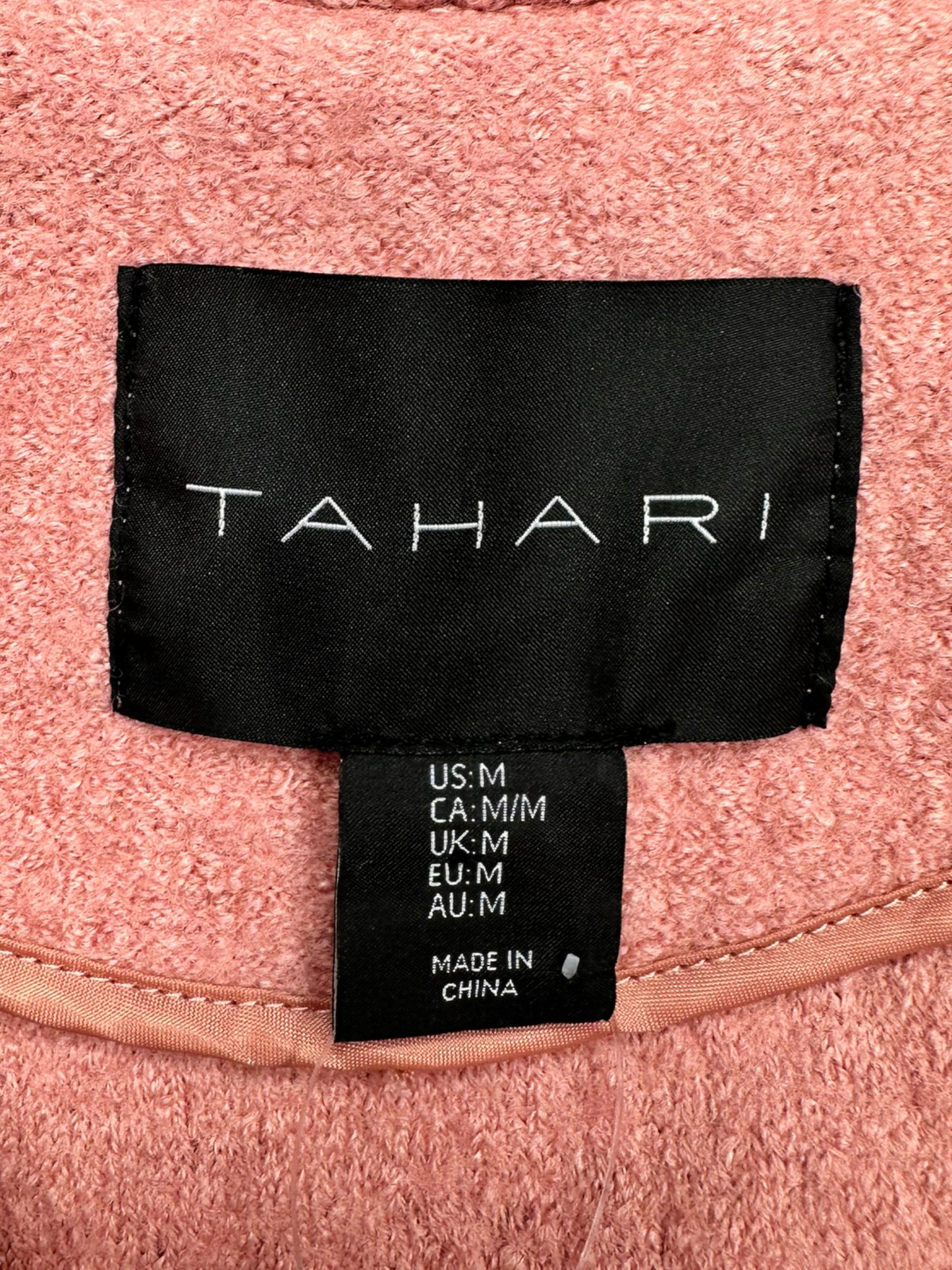 TAHARI Pink Wool Blend Long Cardigan Size M