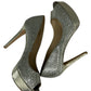 JIMMY CHOO Luna Champagne Glitter Peeptoe Pumps Size 38.5