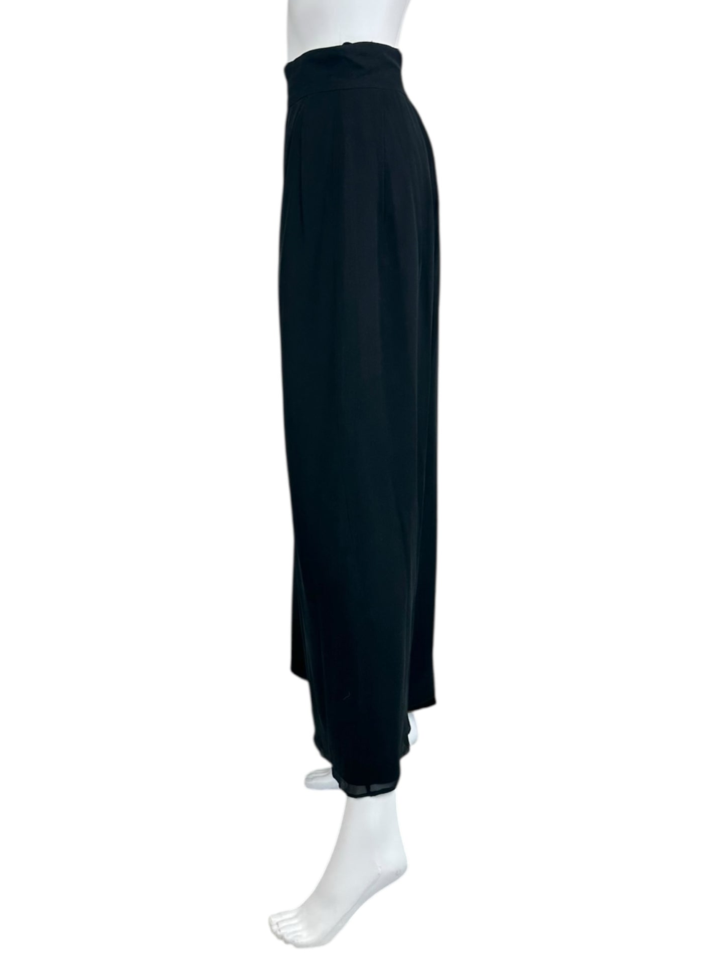 Carmen Marc Valvo Black 100% Silk Pants Size 4