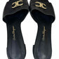 Salvatore Ferragamo Black Leather Rhodes Mules Size 7.5