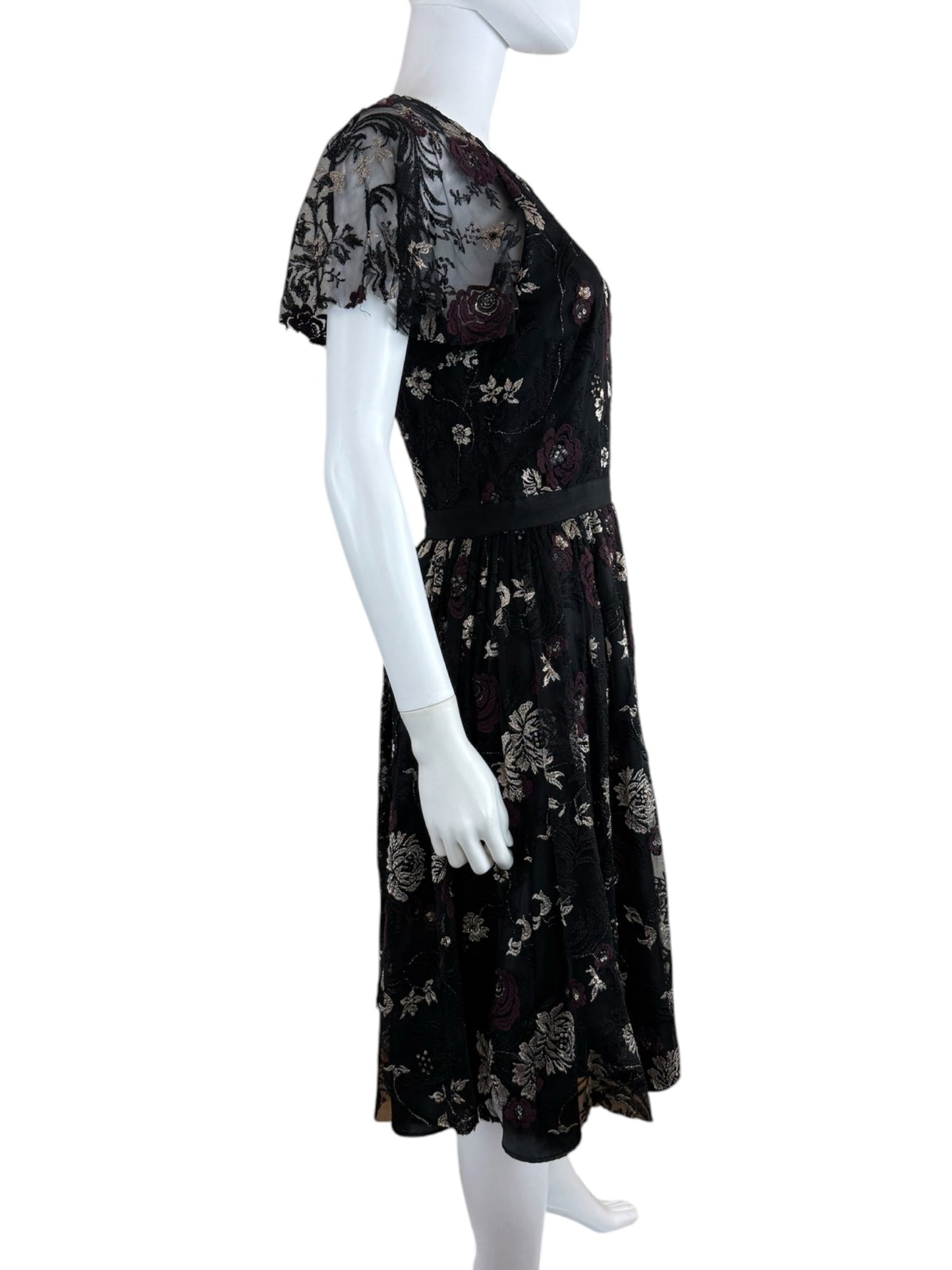 Slate and Willow Black Floral Lace Cocktail Dress Size 8