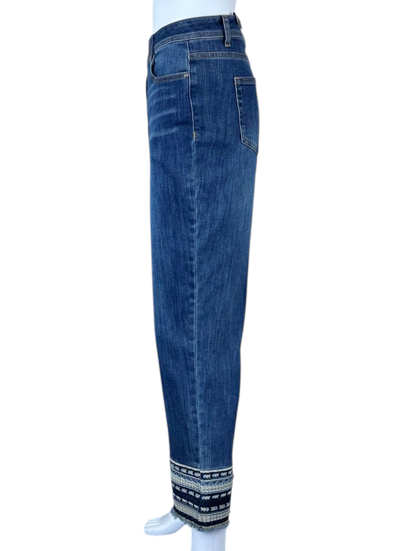 JOHN MARK Blue Embroidered Boyfriend Jeans Size 18W