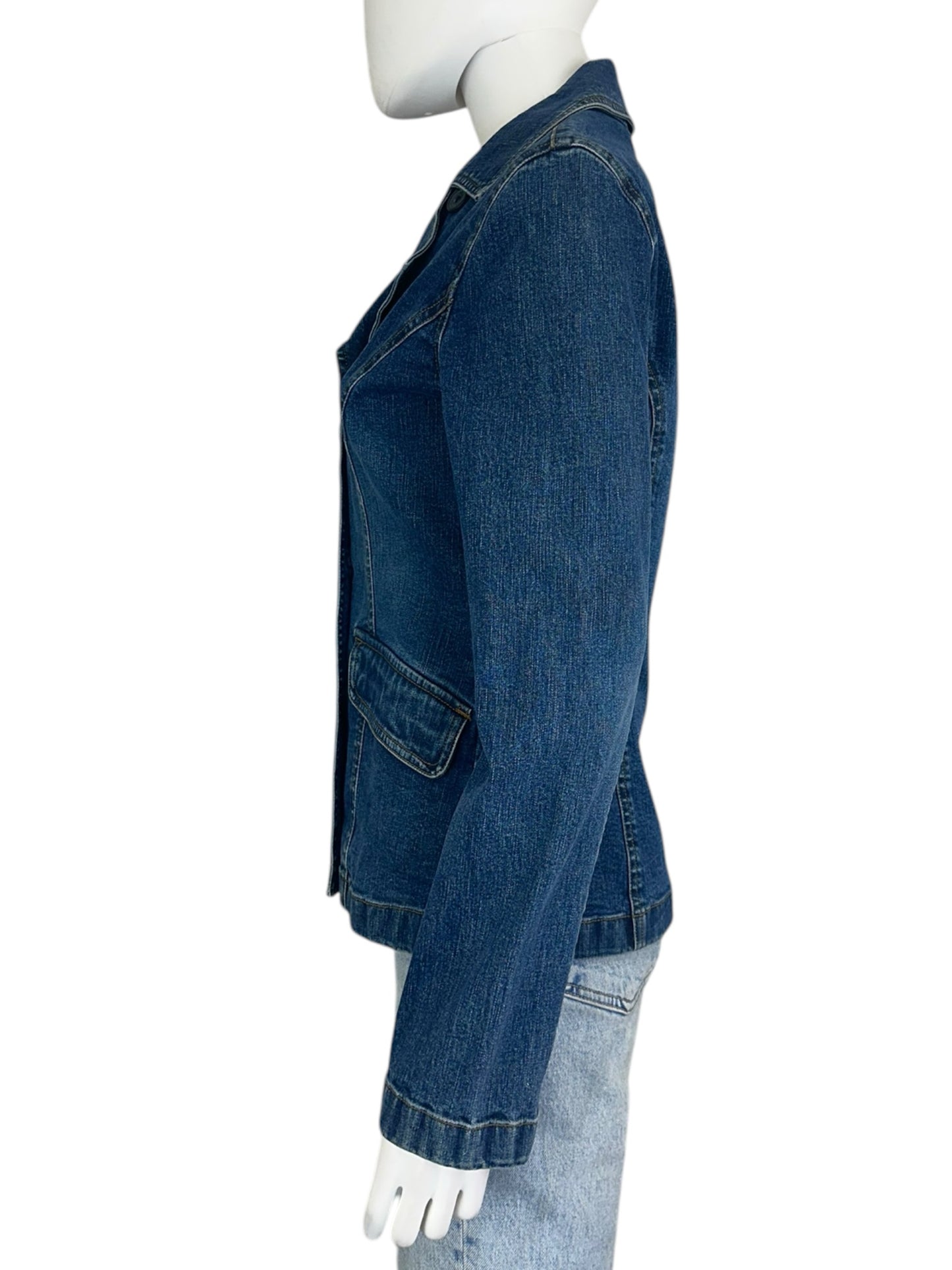 Ann Taylor Blue Denim Double Breasted Jacket Size 2