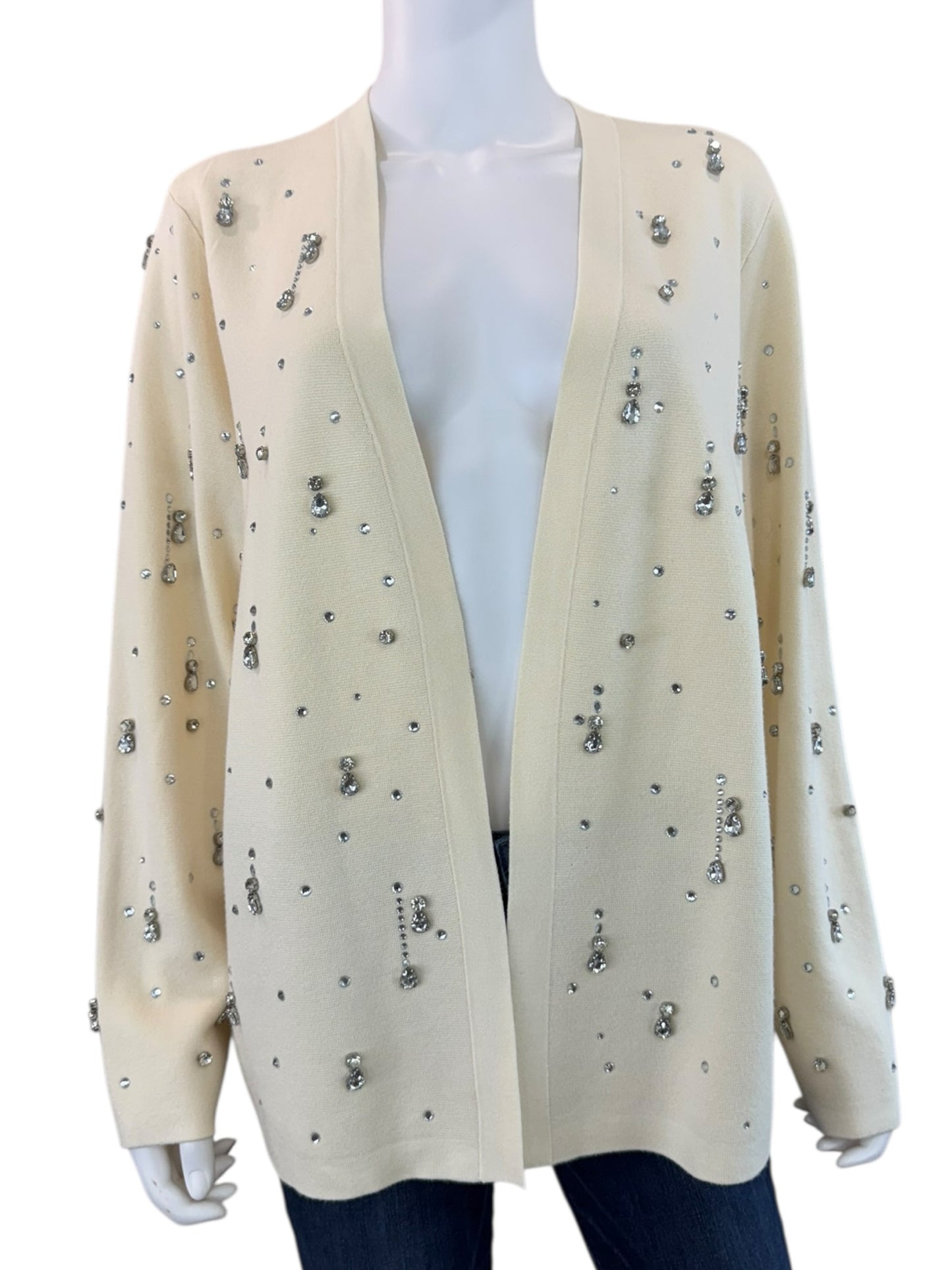 Chico's NWT Cream Drop Rhinestone Cardigan Size XL