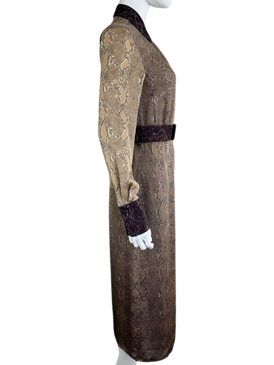 EQUIPMENT Brown Snakeskin Maxi Dress Size XS