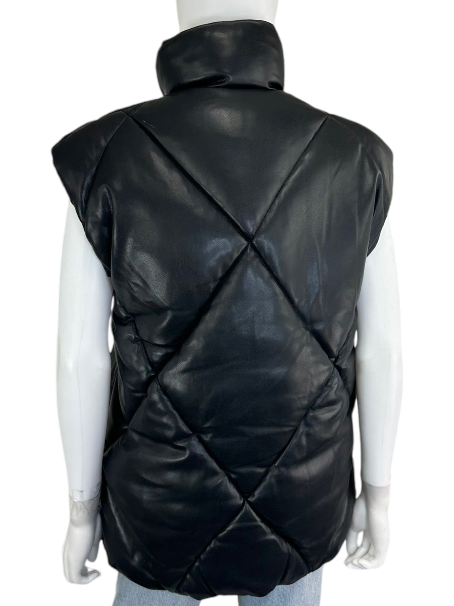 Abercrombie & Fitch Black Leather Puffer Vest Size XS