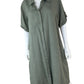 Flax Green 100% Linen Midi Dress Size L