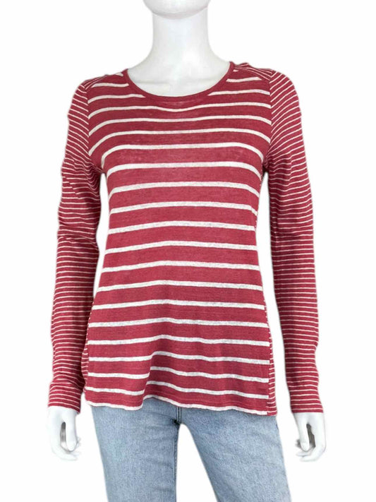 Vince. Linen Red and White Stripe Top Size M