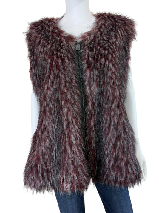 Via Spiga Burgundy Faux Fur Vest Size XL