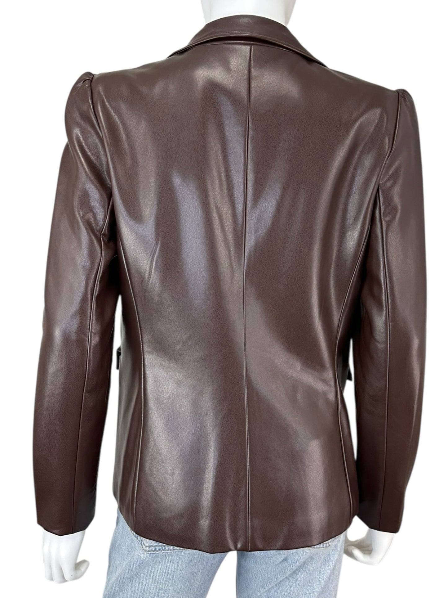 j. society Brown Vegan Leather Blazer Size S