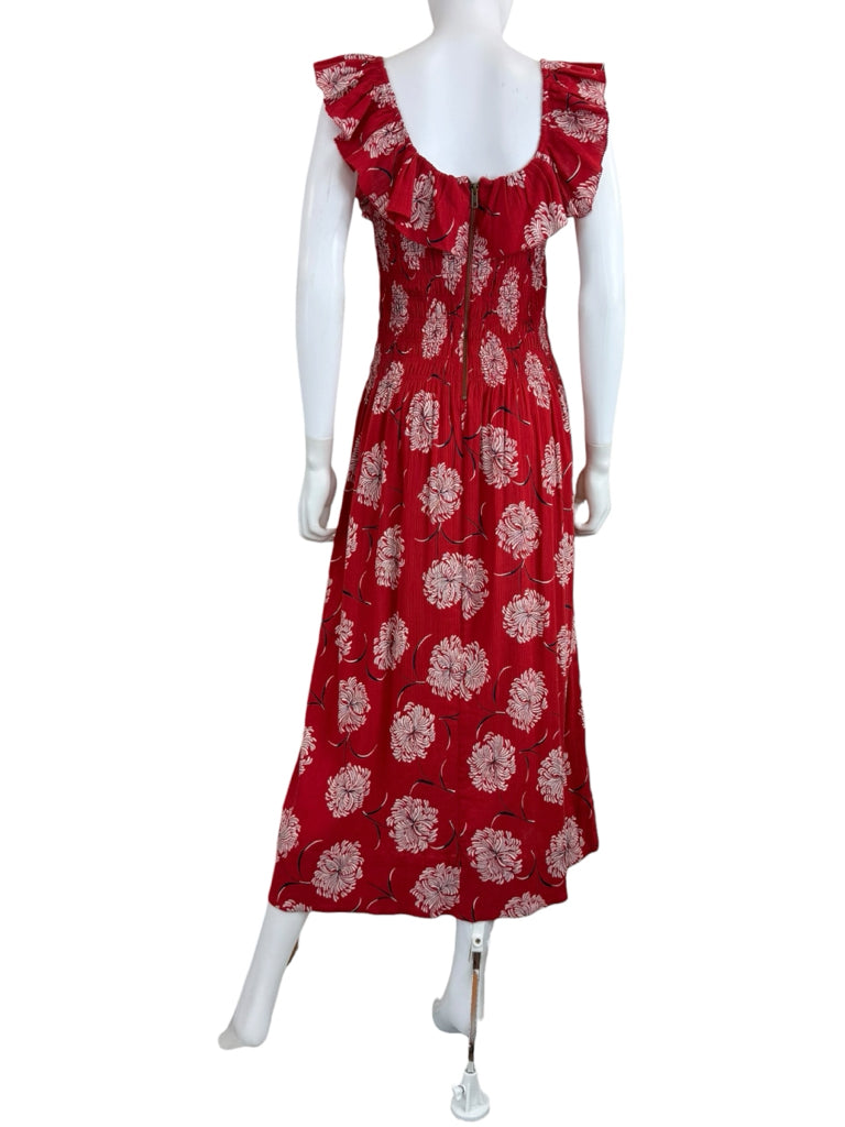 the great. Red Paisley Smocked Maxi Dress Size 0