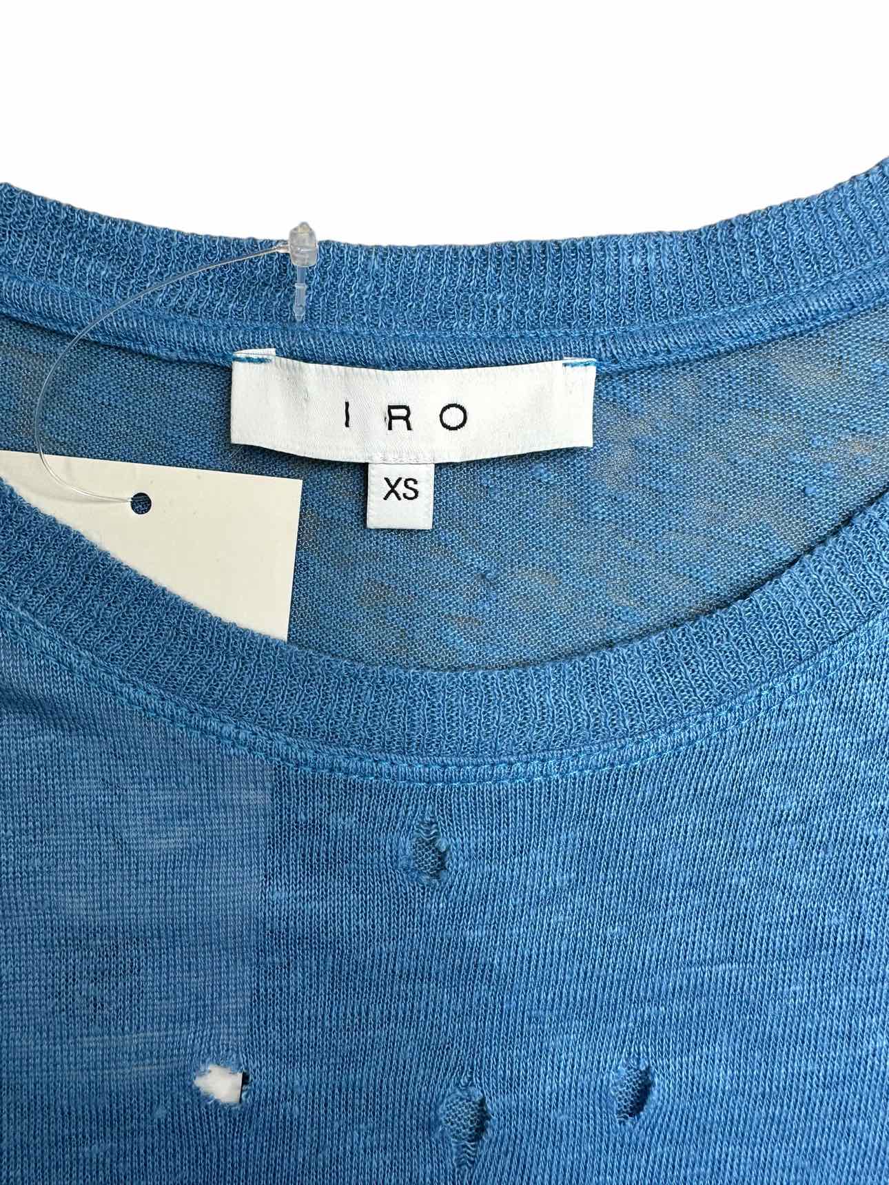 IRO Blue Distressd Linen Top Size XS