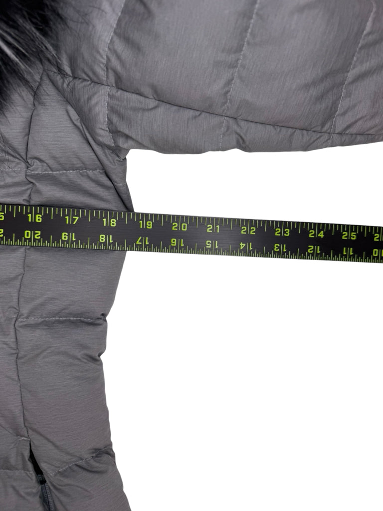 THE NORTH FACE Gray Quilted Dealio Faux Fur Trim Hooded Parka Jacket Size S