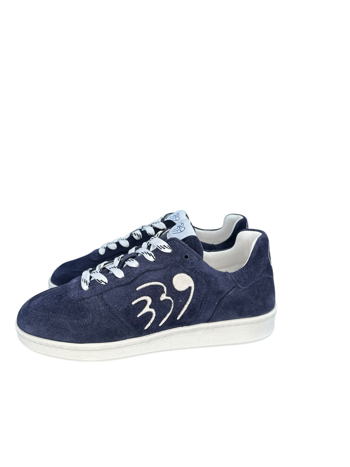 33.9 Women's Navy Blue Suede Signature Sneaker Size 37