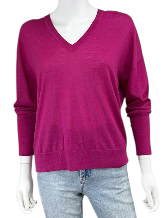 Gerard Deral Magenta 100% Wool V-neck Sweater Size 2