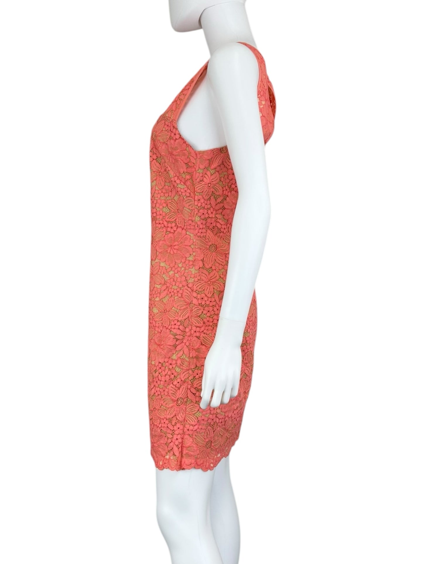 TRINA TURK Coral Lace Cocktail Dress Size 4