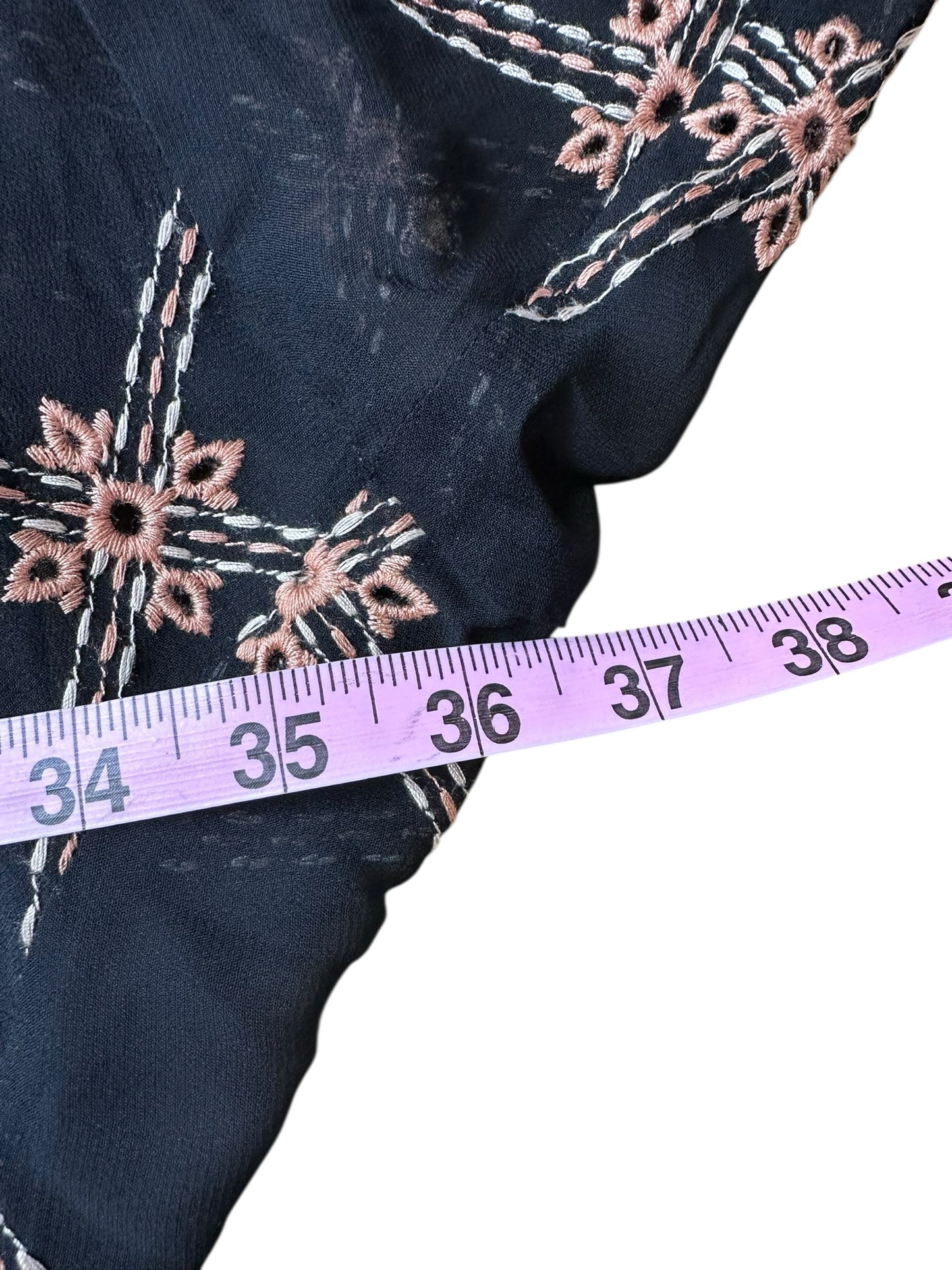 Johnny Was NWT Black Sheer Print Iman Blouse Size S