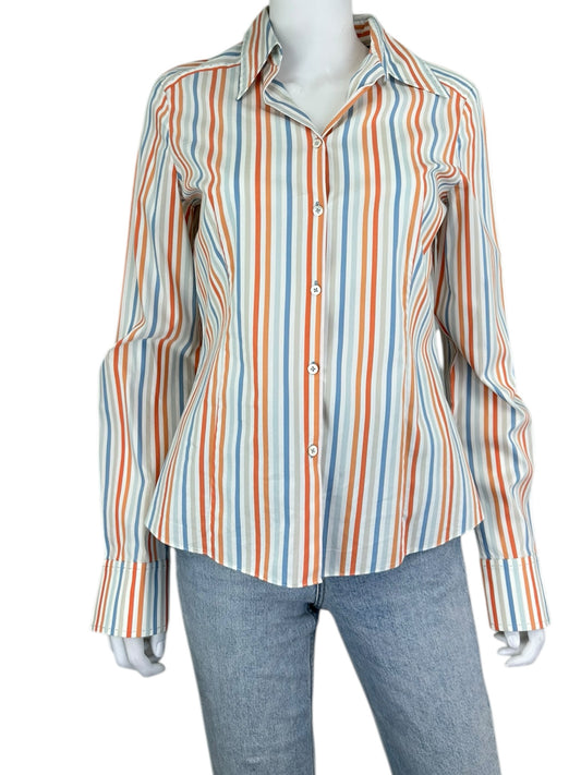 ELIE TAHARI Striped Button-Down Shirt Size M