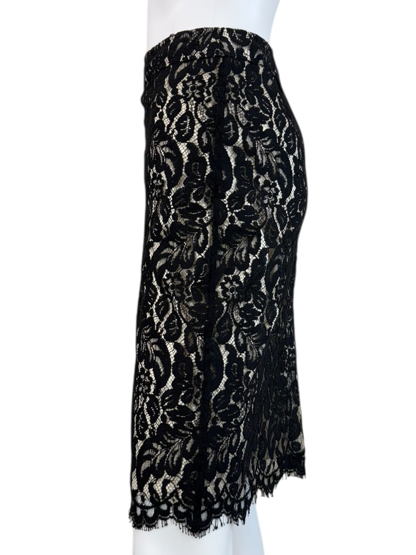 White House Black Market Black Lace Skirt Size 8