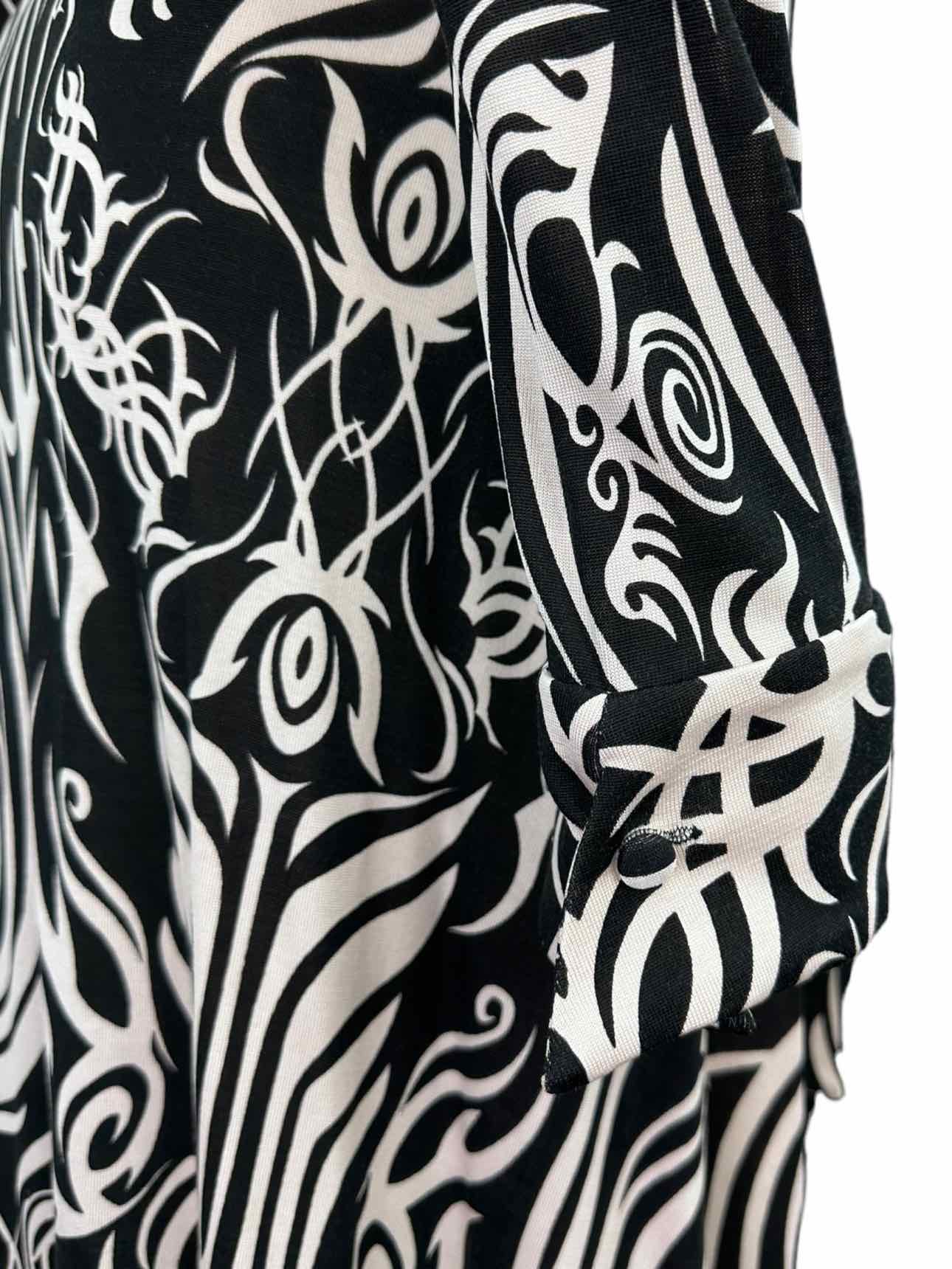 Diane von Furstenberg Black Swirl Silk Print Wrap Dress Size 4