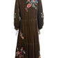 Johnny Was Green Velvet Embroidered 'Taline' Maxi Dress Size S