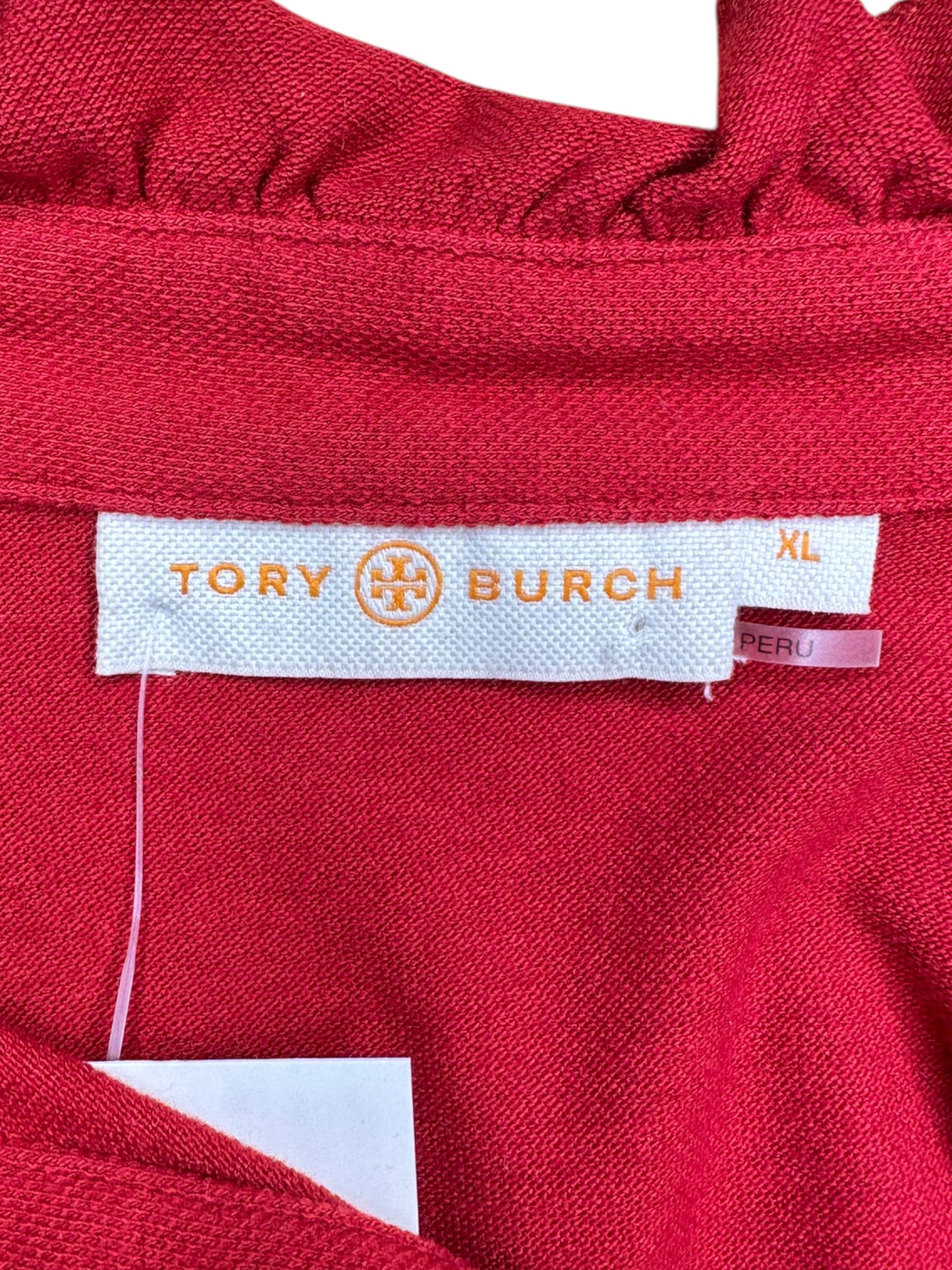 Tory Burch Red Ruffle Blouse Size XL