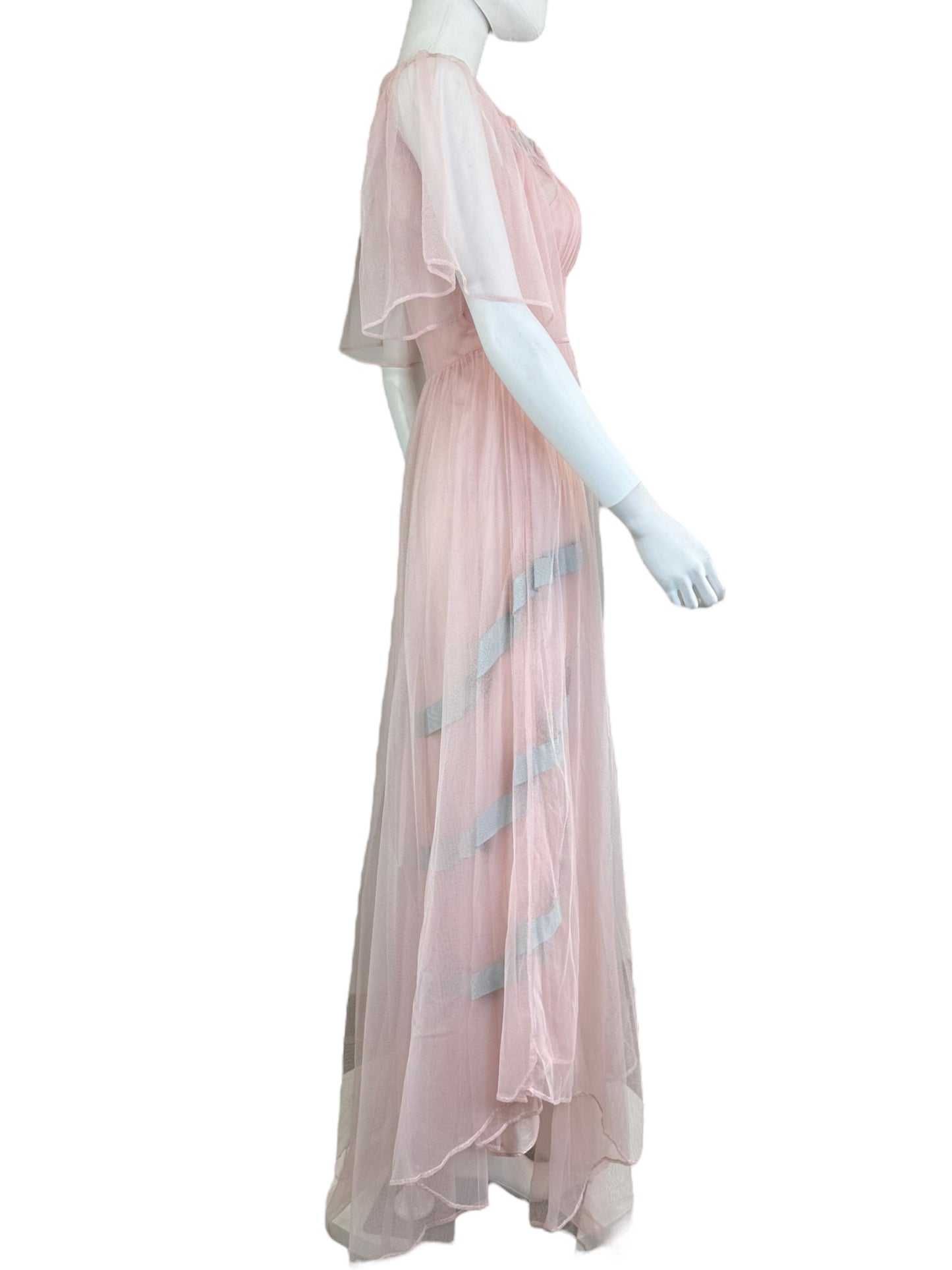 LOVE SHACK FANCY Pink Sheer Maxi Dress With Bow Size 0