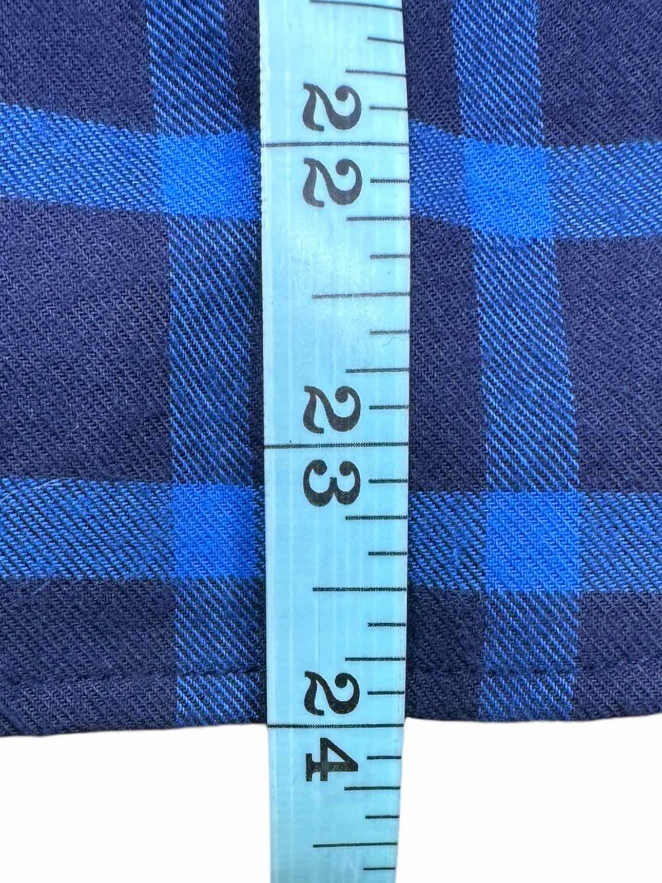 The Shirt by Rochelle Behrens Blue Plaid Blouse Size L