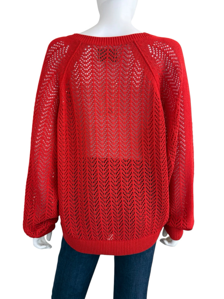 BROCHU WALKER Red Cotton Sweater Size L