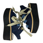 FENDI Blue Denim Lace-Up Platform Sandal Size 6.5