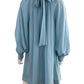 alice & olivia NWT Mineral Blue Gracen Trapeze Chiffon Mini Dress Size S