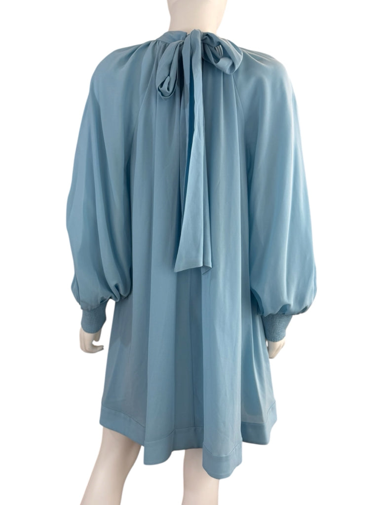 alice & olivia NWT Mineral Blue Gracen Trapeze Chiffon Mini Dress Size S